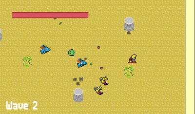 Screenshot of Radiation Roulette. A man is pursued by mutated bugs.
